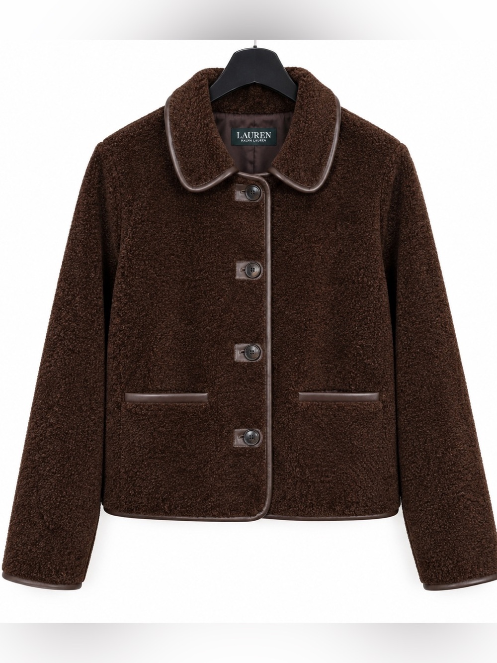 Ralph Lauren Chestnut Teddy Fleece Coat with Notch Collar